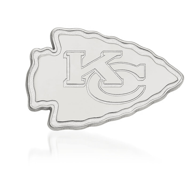 14kt white gold Kansas City Chiefs lapel pin with KC arrowhead logo