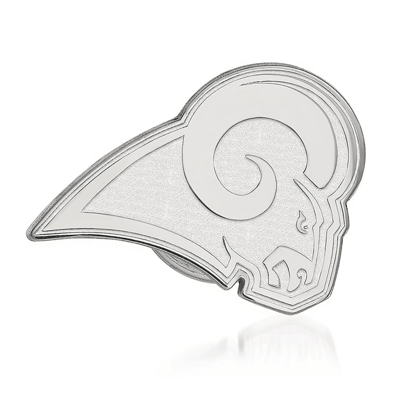 14kt white gold Rams lapel pin with sculpted team logo front