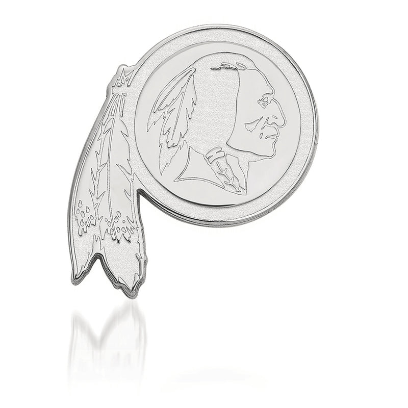 14kt white gold NFL Washington Redskins lapel pin, round medallion with profile and bird