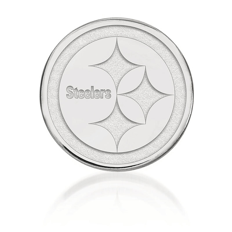 14kt white gold circular Steelers lapel pin with three star emblems