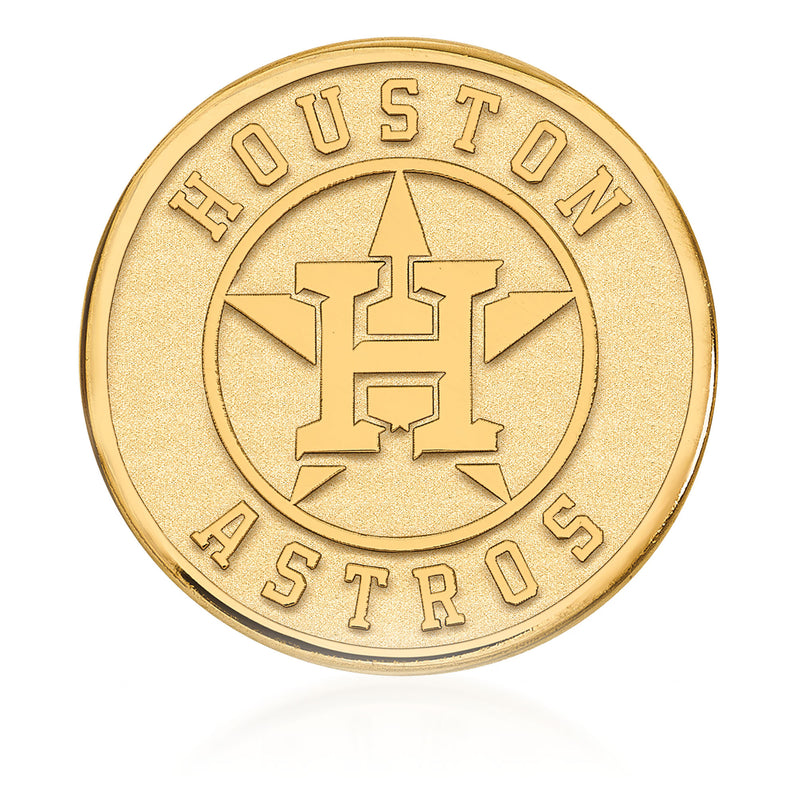 14kt yellow gold Houston Astros lapel pin with raised logo text