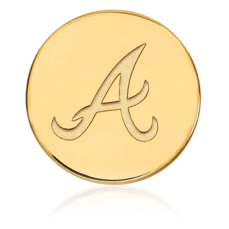 14kt yellow gold round lapel pin with stylized 'A' emblem