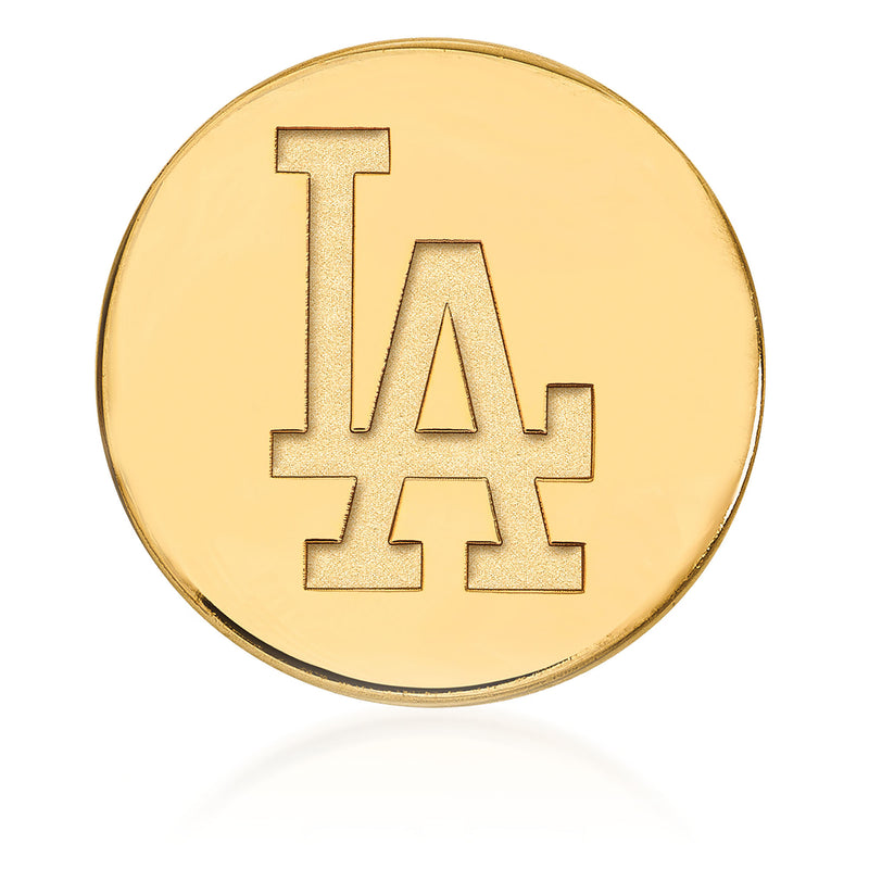 14kt yellow gold MLB lapel pin with embossed LA Dodgers-style emblem circle
