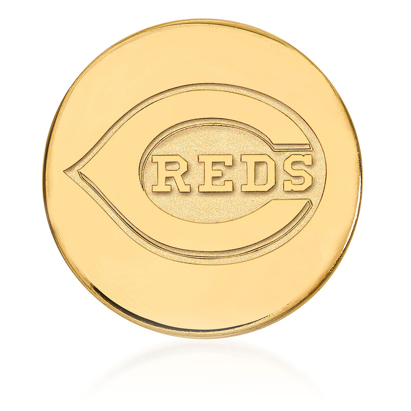 14kt yellow gold Reds lapel pin with raised circular logo