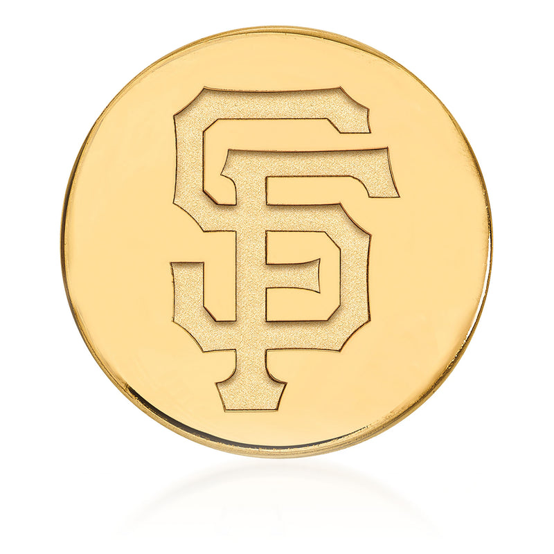 Round 14kt yellow gold lapel pin with embossed SF Giants logo