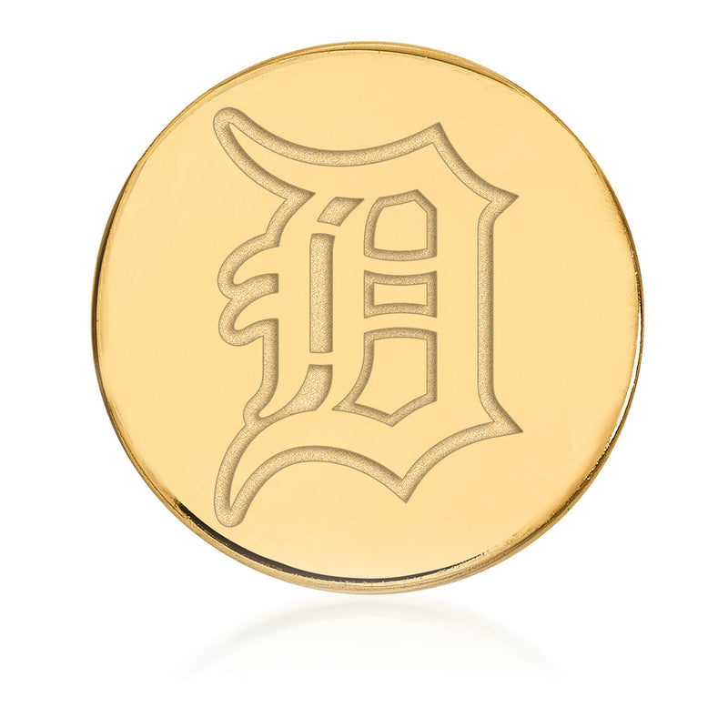 Round 14kt yellow gold Detroit Tigers lapel pin with engraved tiger logo