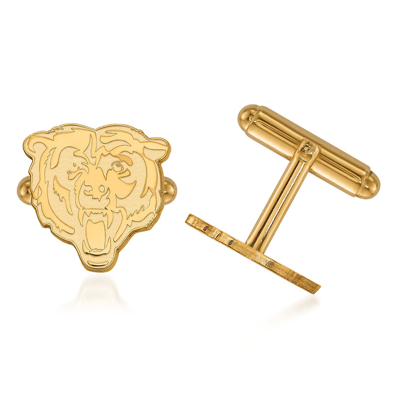 14kt yellow gold cuff links with Chicago Bears bear head emblem