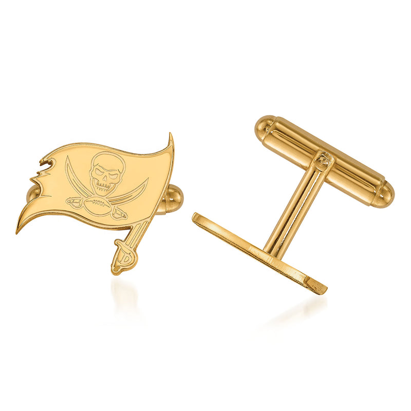 14kt yellow gold Buccaneers flag cuff links with hinged bar backs