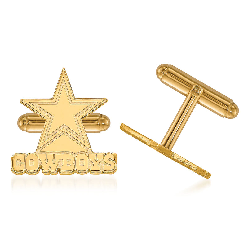 14kt yellow gold Dallas Cowboys cuff links with star and Cowboys lettering