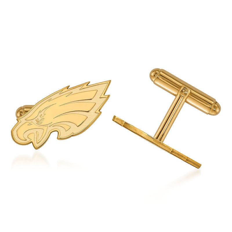 14kt yellow gold Eagles logo cuff links with hinged bar backs