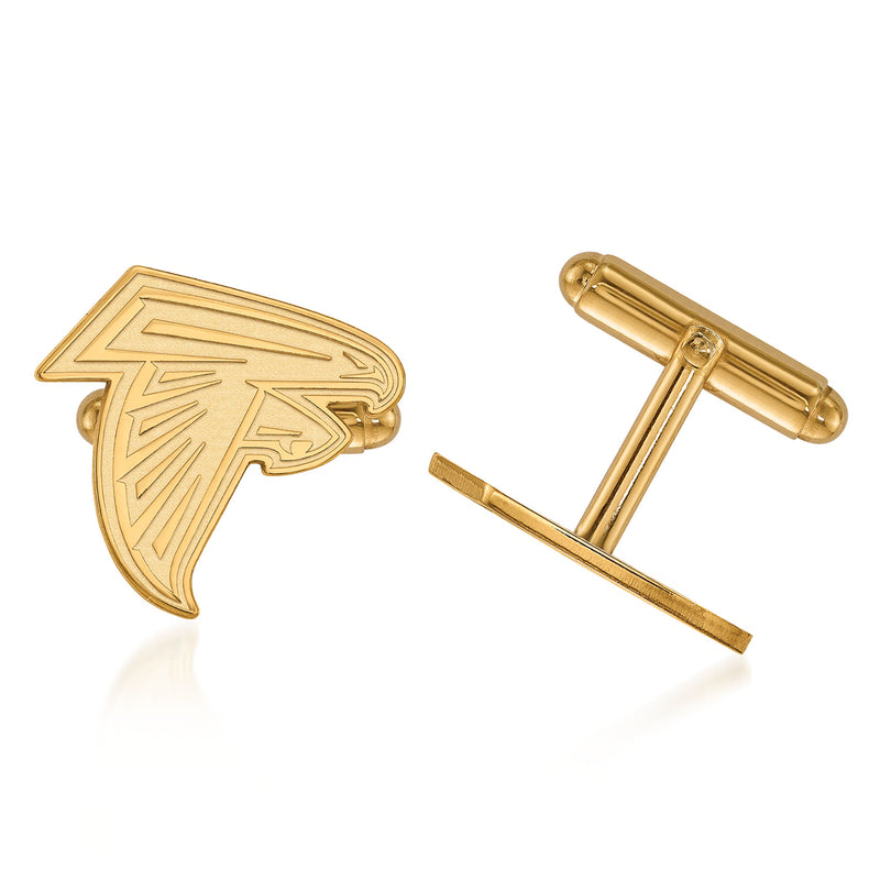 14kt yellow gold Atlanta Falcons logo cuff links, hinged bar backs