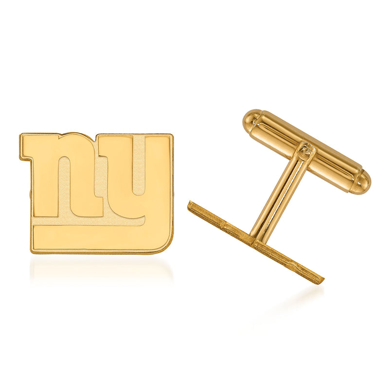 14kt yellow gold NY Giants cuff links with NY logo front and hinged back posts