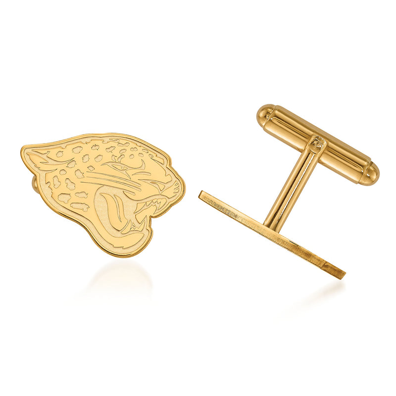 14kt yellow gold Jacksonville Jaguars logo cuff links, bar back with jaguar face engraving