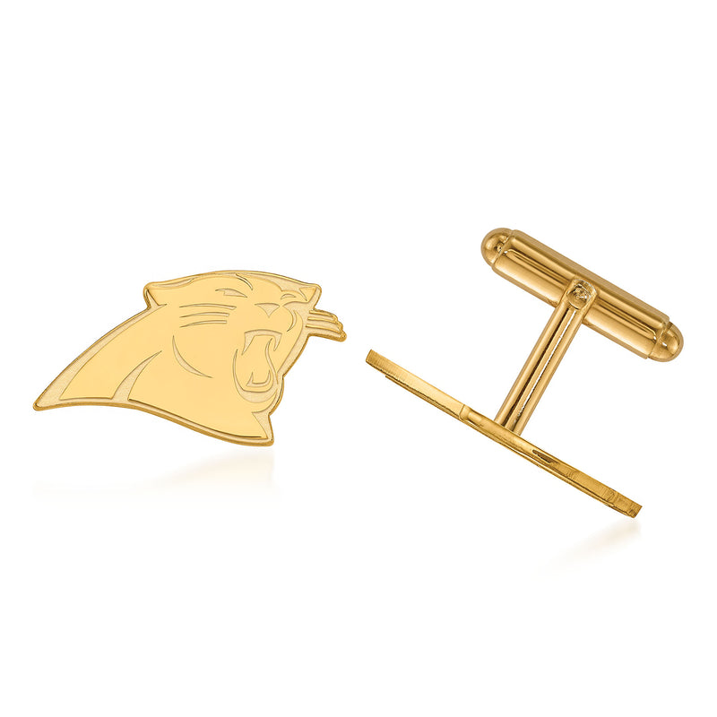 14kt yellow gold cuff links with Carolina Panthers head front and bar posts