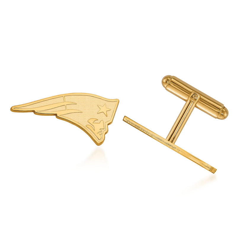 14kt yellow gold Patriots cuff links with engraved shield and star logo