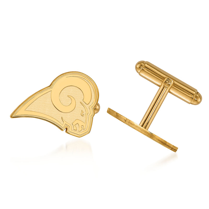 14kt yellow gold Los Angeles Rams cuff links, rams head face with bar backs