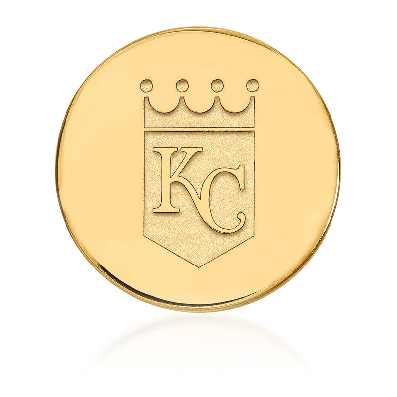 14kt yellow gold MLB Kansas City Royals lapel pin with crown and KC shield