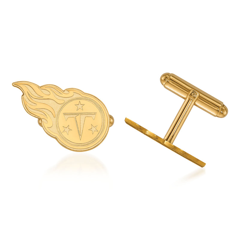 14kt yellow gold Tennessee Titans logo cuff links with hinged bar back