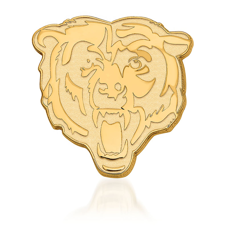 14kt yellow gold Chicago Bears lapel pin with raised bear head design