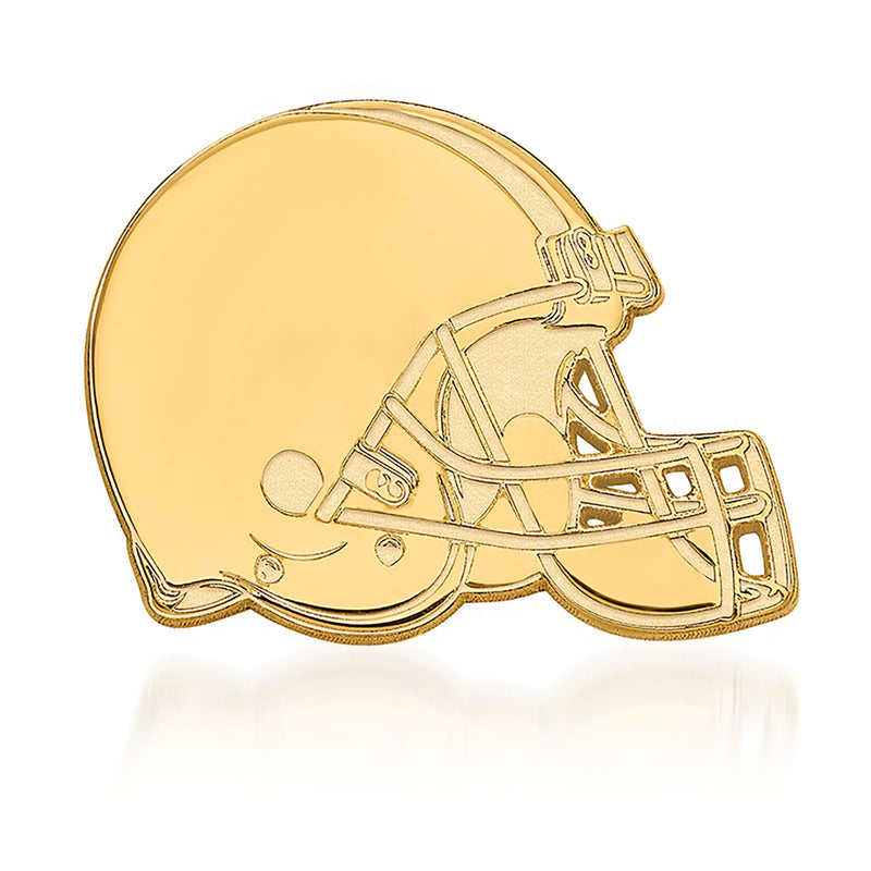 14kt yellow gold NFL Cleveland Browns helmet lapel pin with raised team logo detail