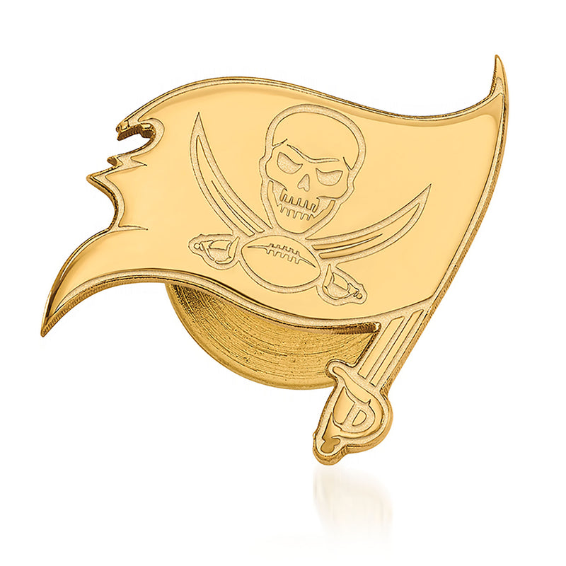 Yellow gold NFL Tampa Bay Buccaneers lapel pin with pirate skull logo
