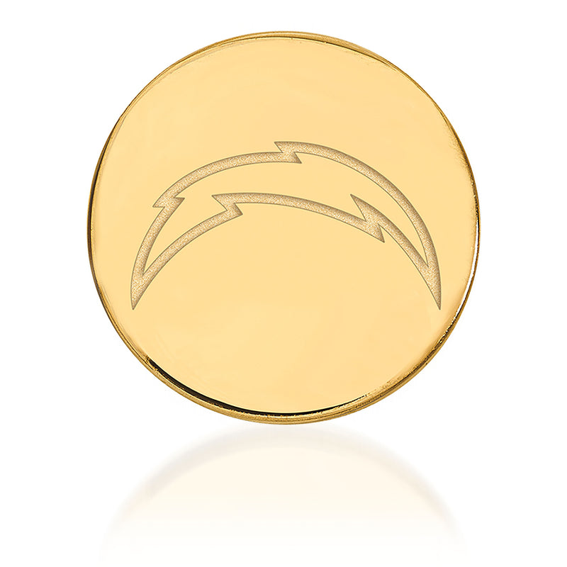14kt yellow gold circular lapel pin with lightning bolt design