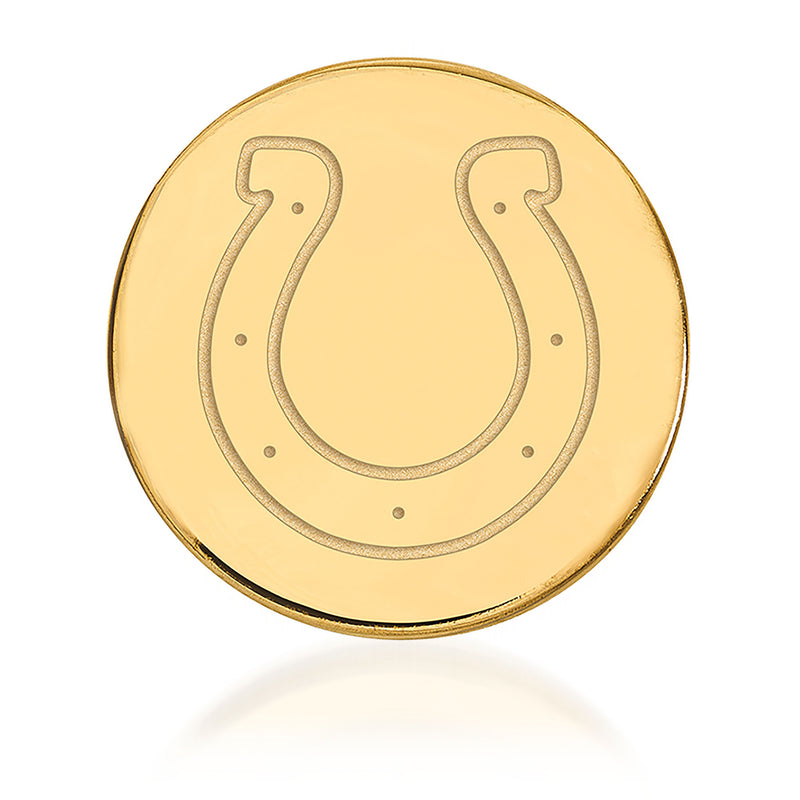 14kt yellow gold horseshoe lapel pin with textured engraving