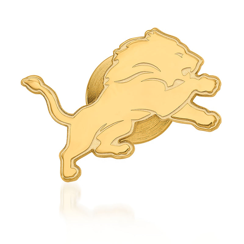 14kt yellow gold Detroit Lions lapel pin with lion head design