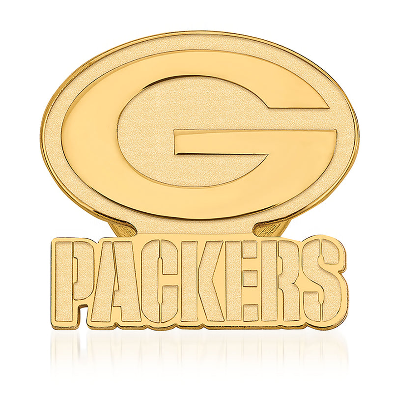 Gold NFL Green Bay Packers lapel pin with G logo and “PACKERS” text