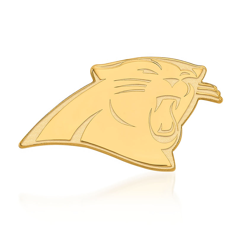 14kt yellow gold Carolina Panthers lapel pin with panther head design