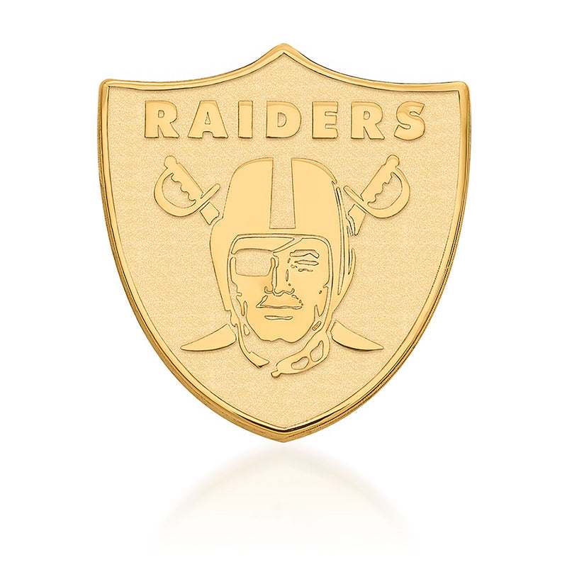 14kt yellow gold Oakland Raiders shield lapel pin with Raiders logo
