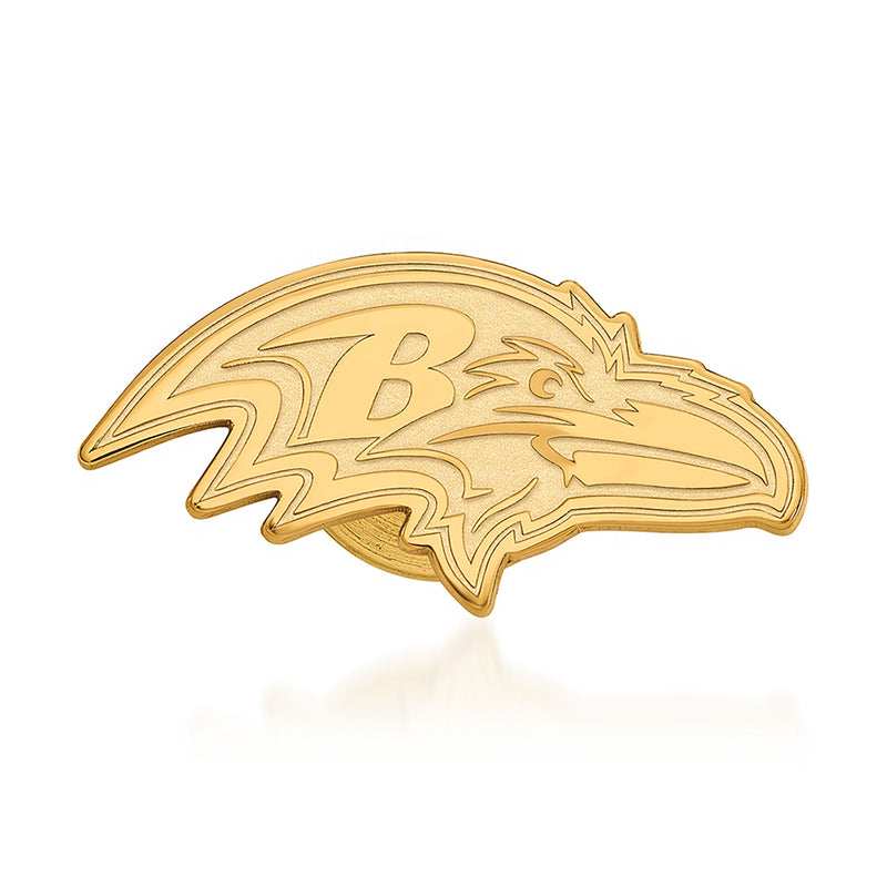 14kt yellow gold Baltimore Ravens lapel pin with bird head emblem