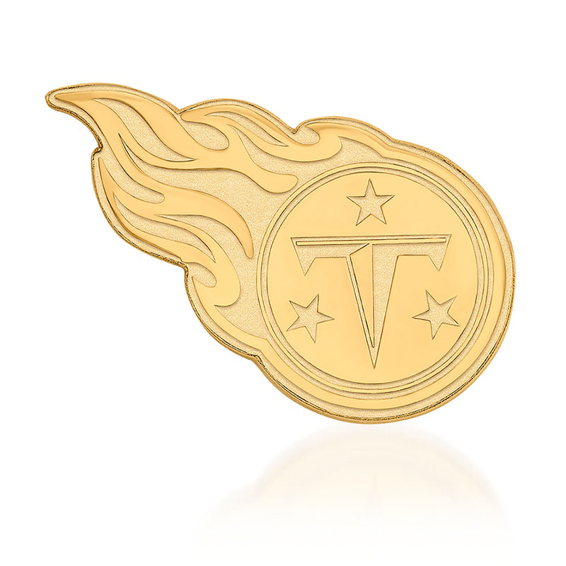 14kt yellow gold Tennessee Titans lapel pin with circular T and star accents