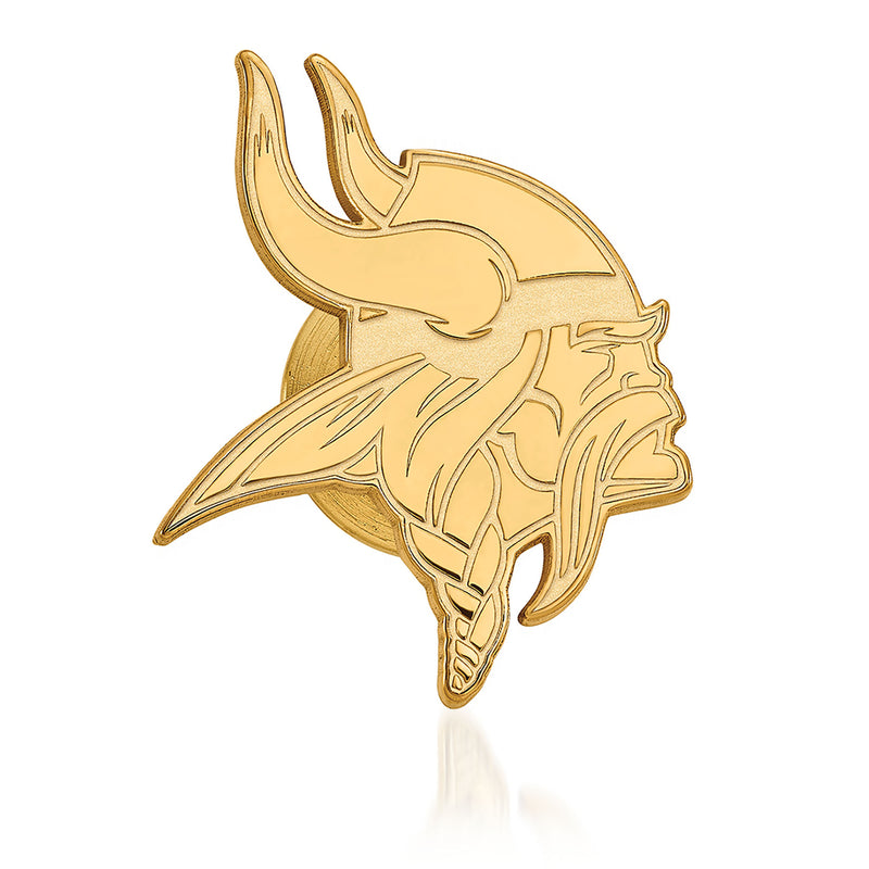 14kt yellow gold Vikings lapel pin with detailed Viking head emblem