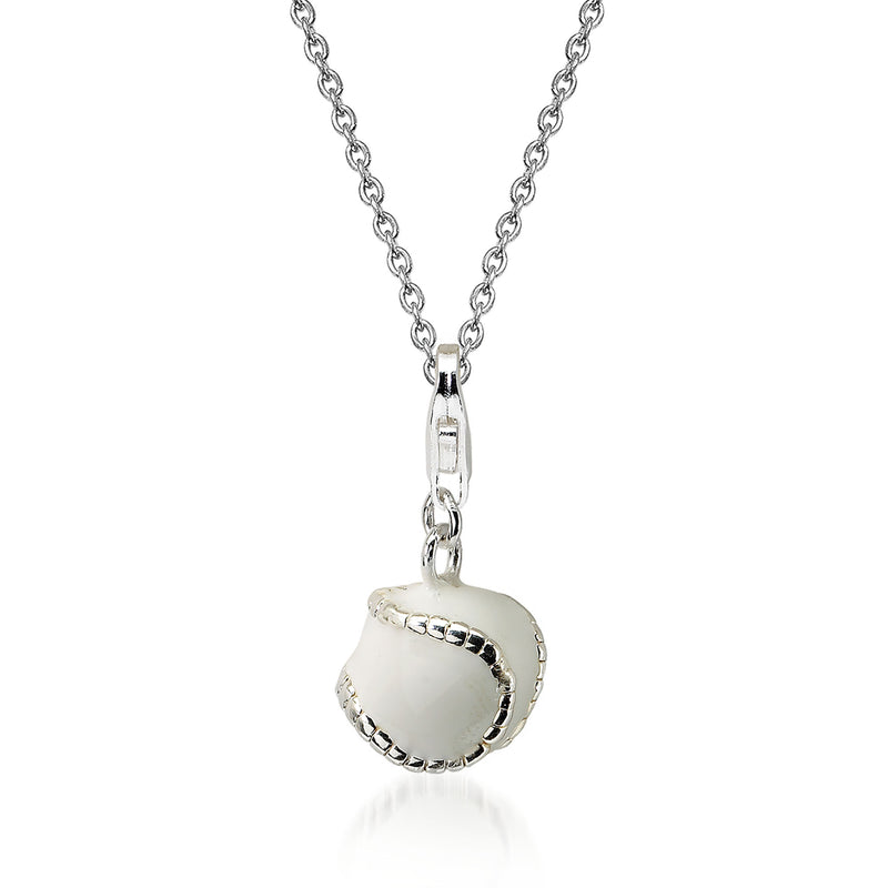 Sterling silver baseball charm necklace with 3D enamel, lobster clasp, chain