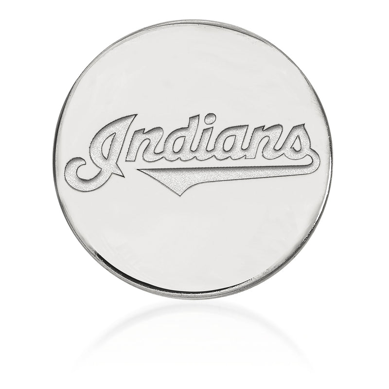 Sterling silver Cleveland Indians logo lapel pin, round with raised team wordmark