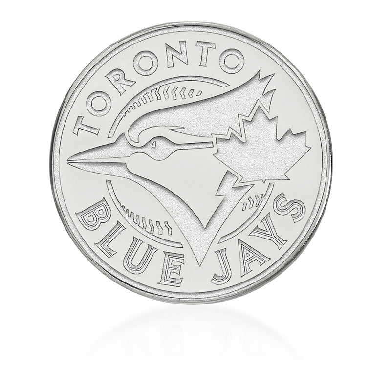 Sterling silver lapel pin with Toronto Blue Jays logo in round coin design