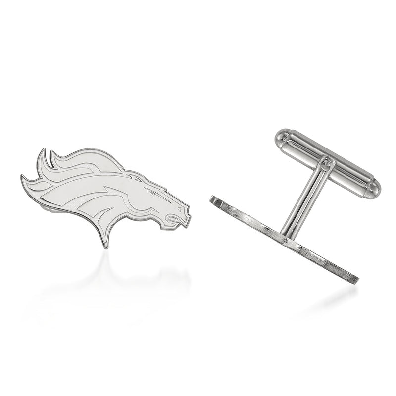 Sterling silver Denver Broncos cuff links, horsehead emblem with bar closure