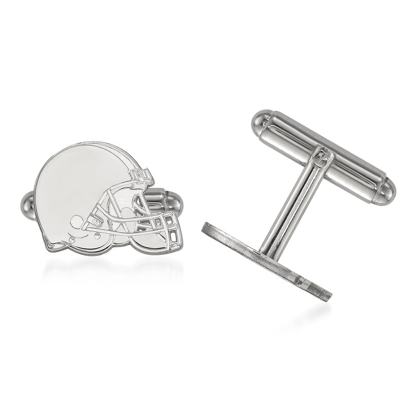Sterling silver cuff links with Cleveland Browns helmet logo