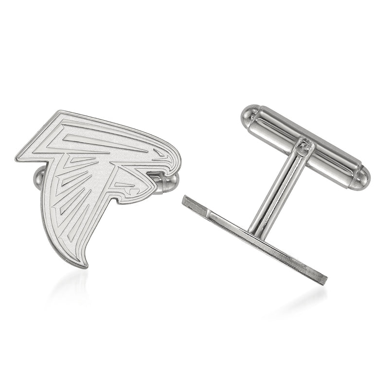 Sterling silver Atlanta Falcons logo cuff links with hinged bar backings