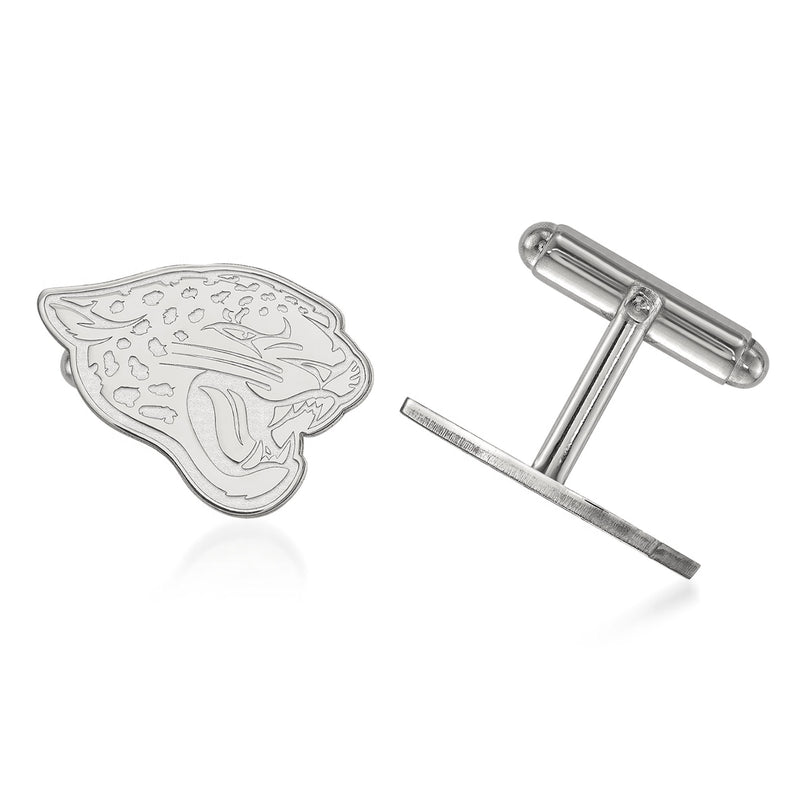 Sterling silver Jacksonville Jaguars cuff links with engraved team logo and hinged post