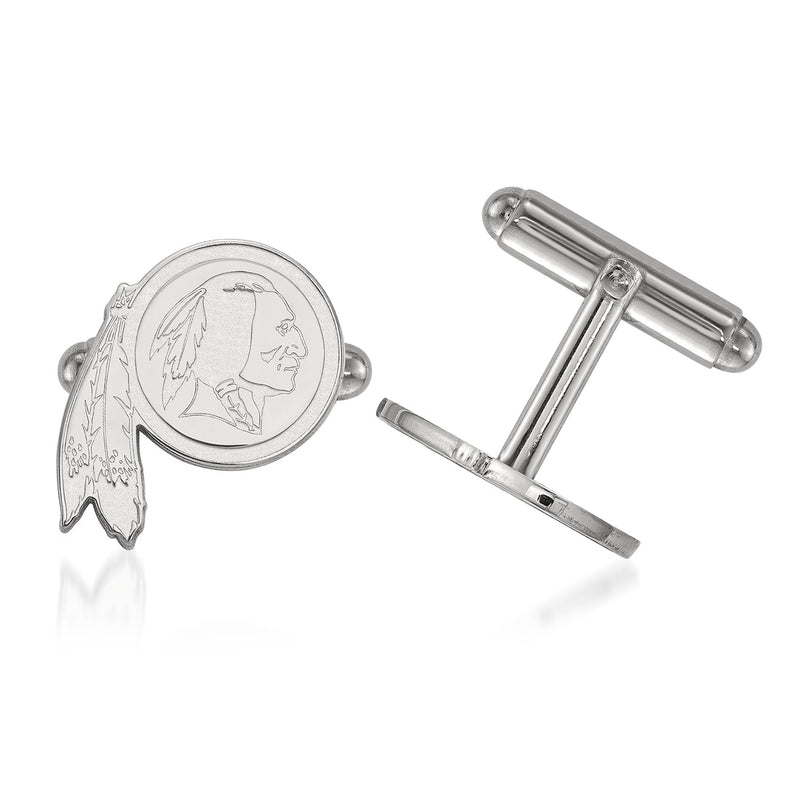 Sterling silver NFL Washington Redskins cuff links with circular coin design and hinged back