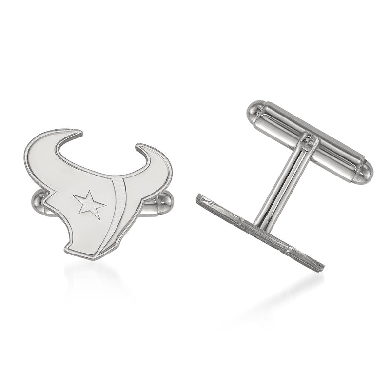 Sterling silver Houston Texans shield cuff links with star, hinged T-bar backs