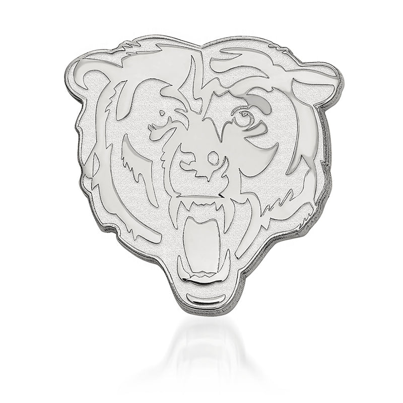 Sterling silver Chicago Bears bear-head lapel pin with raised enamel-free details