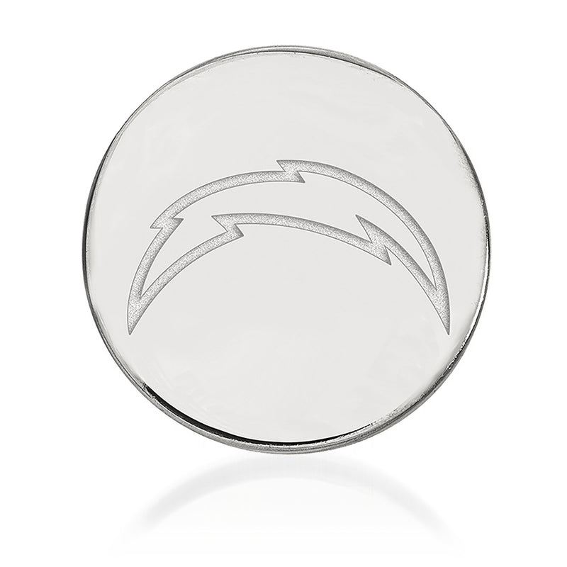 Sterling silver round lapel pin with Chargers lightning bolt logo