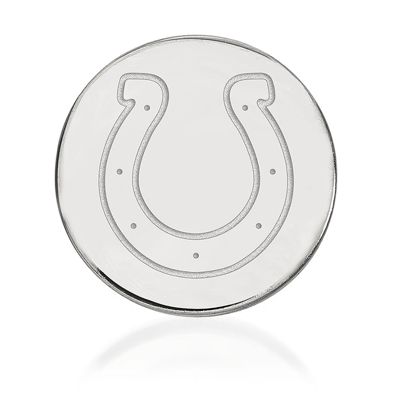 Sterling silver horseshoe lapel pin with dotted detailing