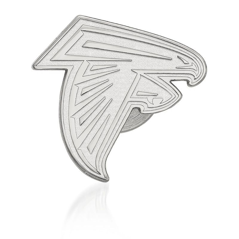 Sterling silver Atlanta Falcons logo lapel pin, raised embossed bird head detail