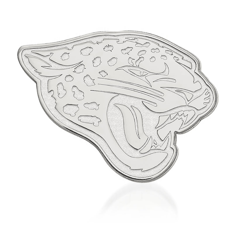 Silver-tone Jacksonville Jaguars lapel pin with raised etched jaguar face logo