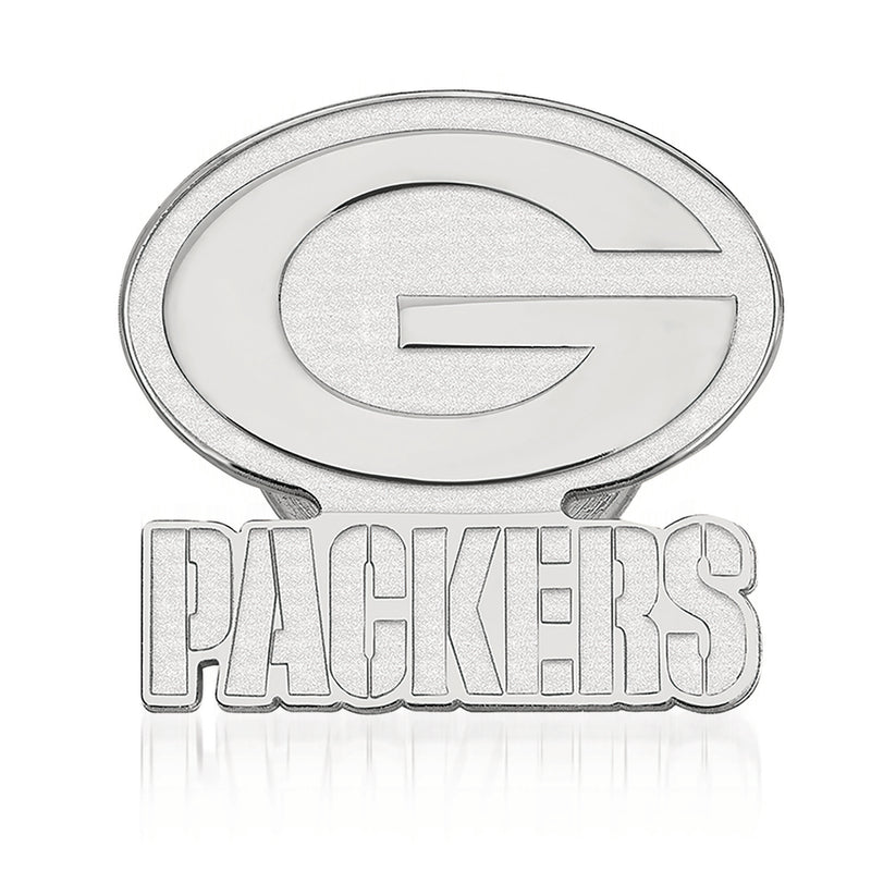 Sterling silver Green Bay Packers lapel pin with G logo and PACKERS wordmark