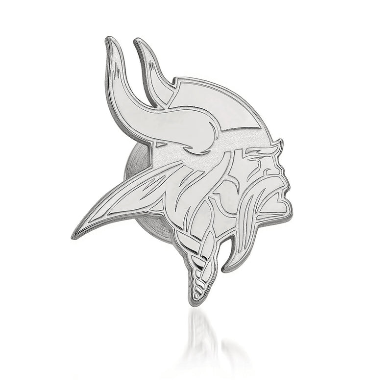 Sterling silver Vikings logo lapel pin with raised head